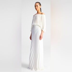 NEW with tag A.L.C. bianca satin pleated maxi skirt in white